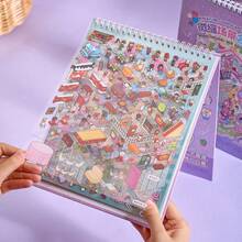 20pcs Large Size Yoyo Town Miniature Scene Sticker Book, Includes 8 Different Scenes & 10 Sticker Sheets, 3D Cartoon House DIY Landscape Decoration Sticker Scrapbooking Supplies School Supplies - Multicolor - View 5