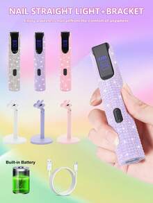 Lâmpada de Unha Portátil Automática com Sensor e Strass de 180mAh, Mini Lâmpada UV para Manicure em Gel - Secador de Unhas UV/LED Portátil de 3W para Cura de Gel, Lanterna USB, Melhor Presente para Meninas Fazerem Unhas em Casa - Multicolorido - Ver 7