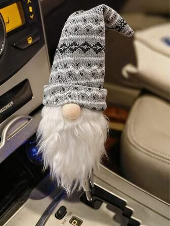 1pc - Christmas Atmosphere Car Shift Knob Cover, Universal Car Shift Dust Cover, Fashionable Mini Knitted Sweater For Car Shift Lever And Shift Knob, Christmas Holiday Decoration