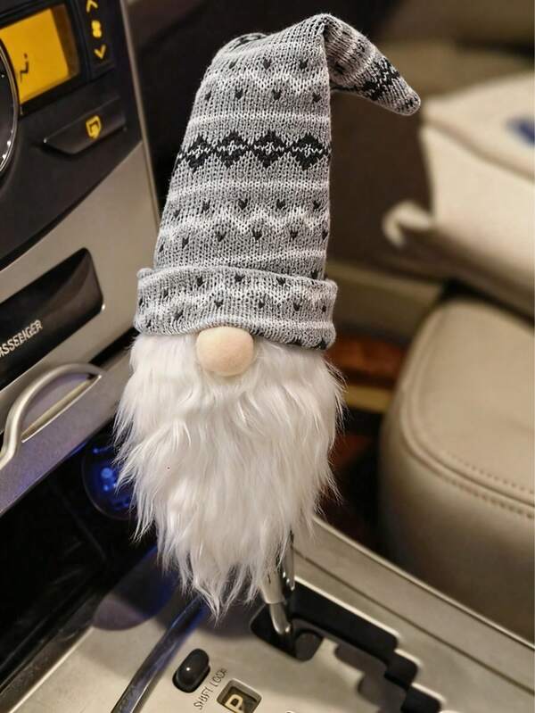 1 pieza - Funda para pomo de cambio de coche con ambiente navideño, funda universal para polvo del pomo de cambio de coche, suéter miniatura de punto de moda para la palanca y pomo de cambio de coche, decoración navideña