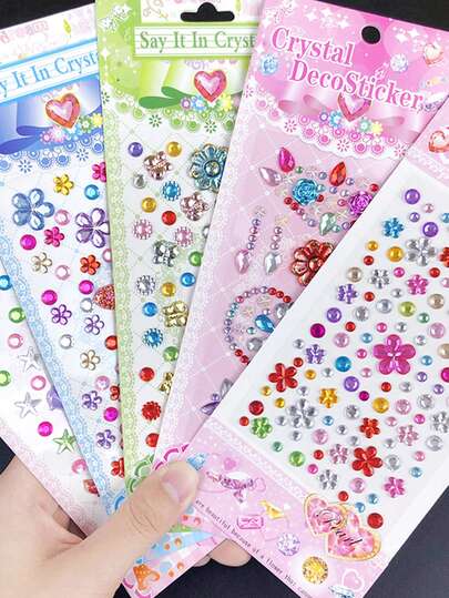 1pc Girls Rhinestone Crystal Acrylic Diamond Sticker, Decorative Creative DIY Reward Sticker, Suitable For Activities, Parties, Face Decoration