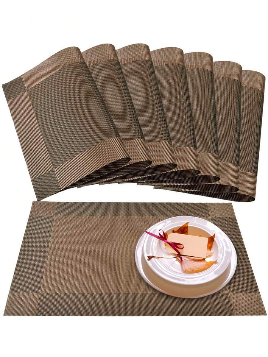 Juego de 6 manteles individuales con aislamiento antideslizante y lavable - Marrón - Ver 1