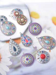 12 قطعة من مجموعة سحر مطلي بالمينا بتصميم قطرات مائية وزهرة عباد الشمس بطراز بوهيمي، إكسسوارات ملونة للقلادة والأقراط والمجوهرات