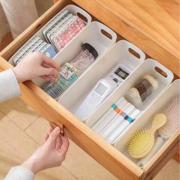 Caixas de Armazenamento de Plástico Ideais para Organizar Suprimentos de Escritório, Cosméticos, Medicamentos e Mais - Design Portátil e Montado no Chão, Gravata, Saquinho de Chá, Café Solúvel, Pincel de Maquiagem, Notas Adesivas, Fita Adesiva, Organizador de Gavetas