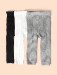 3条装婴儿连裤袜，麻花针织打底裤，柔软保暖，新生儿裤型，婴儿日常秋冬必备加厚连裤袜，万圣节圣诞节礼物 - 彩色 - 查看 2