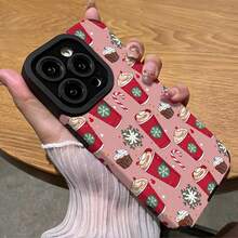 1 pieza de funda de teléfono de café de navidad, funda de teléfono de tema de café de navidad creativa, Para  15/15 Plus/15 Pro/15 Pro Max,  14/14 Plus/14 Pro/14 Pro Max,  13/13 Pro/13 Pro Max,  12/12 Pro Max,  11/11 Pro,  7/8 Plus,  XR/XS Max. Antifouling, moda, alta calidad, ideal para regalos. - Mezcla de color 1 - Ver 1
