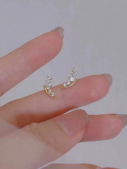 GAGAFEEL Un par de pendientes de plata de ley 925 con diseño elegante y brillante, de forma curva, para uso diario, ideal como regalo de o cumpleaños para mujeres