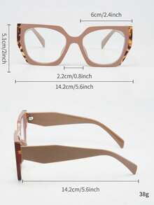 1副男女通用时尚眼镜，新款时尚方形镜框拼接设计，休闲百搭，可作礼物，适合日常通勤、居家、办公、电脑、阅读等场合。 - 無色 - 查看 9