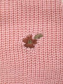 Newborn Knitted Cute Floral Embroidered Bodysuit - وردي - مشاهدة 6