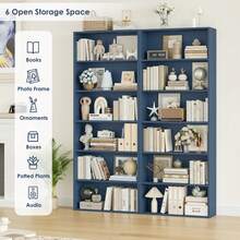 Furchen Librería, Estantería para Libros, Estanterias Almacenaje Madera, 6 niveles, para oficina, salón, estudio, 60x23,5x180cm - Azul - Ver 6