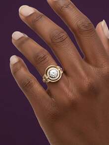 1 件女士结婚戒指，圆形戒指，4.2 克 S925 纯银，2 克拉莫桑石，波西米亚宫廷风格，奢华订婚、婚礼、周年纪念、情人节礼物，附有莫桑石证书和精美礼品盒