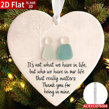 1个2D心形亚克力友谊装饰品 - 永恒友谊纪念品 - 挂饰，送给挚友的礼物，木质心形挂牌，毕业礼物，家居装饰，墙面装饰