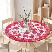 Water-Resistant Round Tablecloth With Elastic Edge For 40-44" Tables - 愛心大號 - 查看 4