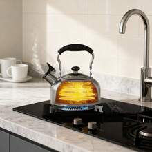 Stainless Steel Whistling Tea Kettle, Suitable For Stove, Gas And Electric Cooktop - Large Capacity, Rust-Proof, Lightweight & Durable, Portable, Easy To Clean, Ideal For Camping, Hiking, Home, Office, Restaurant - No Electricity Required - - - View 1