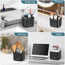Black Toothbrush Holders For Bathrooms,  Electric Toothbrush And Toothpaste Holder, 4 Slots Tooth Brush Holder For Bathroom Countertop Organizer (Black){Inchcolor_nameinch:InchBlackinch} - 黑色 - 查看 8
