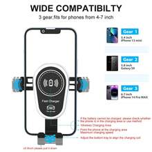 15W Wireless Car Charger, Wireless Phone Charging Holder, Triangular Wing Design, Stable Structure, Supports PD/QC Fast Charging Protocols, Compatible With IPhone & Galaxy Series - Blue - View 6