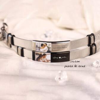 Pulseras personalizadas con foto, regalos personalizados ajustables para él, regalos de recuerdos hermosos, regalos para el Día del Padre, regalos únicos para papá y esposo, recuerdos de boda, regalos para el novio, recuerdos para el papá de la novia, pulseras para el hijo