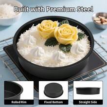 8 Round Cake Pans - 3PCS Nonstick Round Baking Cake Pan Mold Dish Flan Tin Carbon Steel Baking Set Essential Bakeware