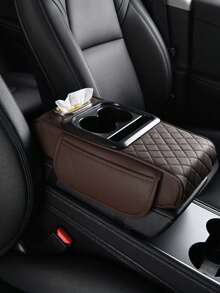 Car Armrest Storage Box, Car Armrest Pad, Central Armrest Box, Premium Ergonomic Armrest Box, Comfortable Driving Upgrade, Wear-Resistant And Easy To Clean, Fit Multiple Vehicle Models, New Tissue Box Storage With Cup Holder, Layered Storage, Great Gift For Holidays - Multicolor - View 11