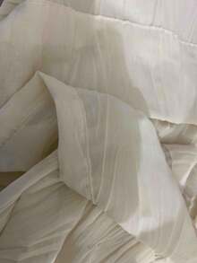 1 件阳台用薄纱窗帘，半透明但不透视，天鹅绒材质 - 米色 - 查看 5