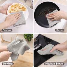 12 Pack Kitchen Dish Cloths (10 X 10 Inches, Cream Yellow), Super Soft And Absorbent Coral Velvet Dish Towels, Nonstick Oil Fast Drying Microfiber Cleaning Cloth, No Lint Household Dishcloths, 2025 - 多色的 - 查看 3