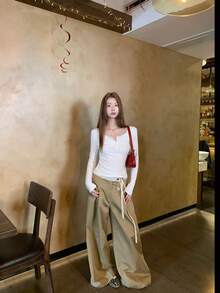 女士新款长袖打底T恤，款式时尚美观 - 白色 - 查看 1