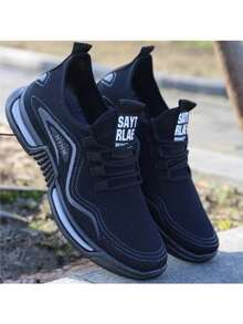 Moda color sólido de los hombres de malla transpirable punta redonda con cordones de boca poco profunda entrenadores casuales, cómodos y transpirables zapatos de los hombres de tenis, entrenadores de malla de los hombres, ideal para fitness, deportes al aire libre, los viajes Zapatillas de deporte negras,Zapatillas de deporte casuales de malla transpirable,Zapatillas de deporte ligeras y cómodas,Zapatillas de deporte de diseño minimalista,Zapatillas de tenis para todos los días,Zapatillas de deporte para hombres,Zapatillas de deporte con suela antideslizante,Zapatillas de deporte urbanas,Zapatillas de deporte negras multifuncionales,Zapatos de moda para hombres Zapatillas casual de malla transpirable ligera a rayas para hombre,Moda con cordones de la pareja de los hombres zapatos de tenis,Zapatillas de baloncesto para todas las estaciones,los desplazamientos diarios,adecuado para caminar, ir de compras, pasear al perro, correr, deportes al aire libre, gimnasio, viajes y otros escenario - Negro - Ver 3