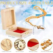 QY- 2 Pcs First Communion Gifts Wood Rosary Box And Wooden Rosary Beads Rosarios Catolicos Necklace Jewelry Holder For Men Women Prayer -9929 - 棕色 - 查看 2