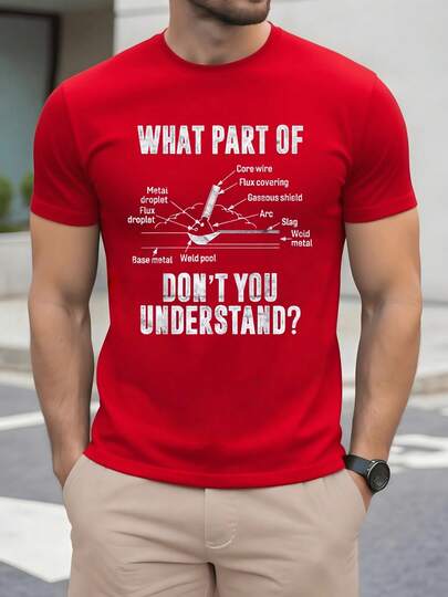 Imagen que muestra un esquema técnico del proceso de soldadura con explicaciones de cada parte simbolizando el conocimiento y orgullo por el trabajo manual camiseta de hombre talla grande 100% algodón resistente y cómoda para apasionados de la ingeniería