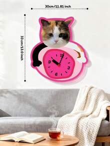 1pc Minimalist Pet Photo (Dog/Cat Photo & Name) Customized Round Wall Clock, Personalized Home Decor For Living Room, Studio, Office, Best Gift For Parents, Housewarming, Wedding Anniversary