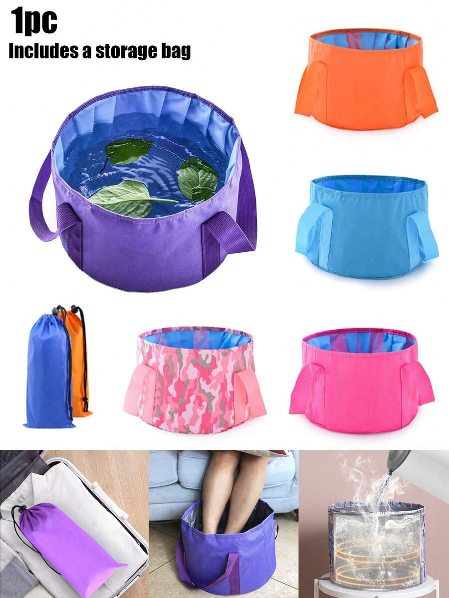 可折叠保温便携式泡脚盆 - 多功能可折叠水盆，户外旅行洗衣桶，带收纳袋，结实耐用的可折叠容器，适用于泡脚、洗涤、露营和日常使用，用途广泛，是居家、户外露营、徒步、钓鱼和旅行的理想之选，也是斋月、情人节和复活节的礼物佳品。 - 彩色 - 查看 1