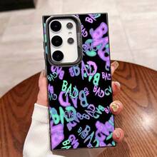 Funda con patrón de texto colorido BAD para Samsung Galaxy S25ULTRA, S24PLUS, S23FE, S21PRO, S22, S20+, A03S, A05S, A14, A31, A53, A34, A10, A04E, M04, A33, A35, A55, A72, A71, A70, A22, A16, A06, A20S, A54, anti-suciedad, a la moda, moderna, colorida, plateada IMD - Colores mixtos - Ver 2