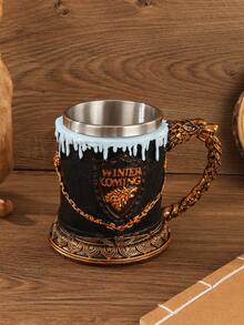1pc Winter Themed Stainless Steel Cup, Handcrafted Frost Design 3D Embossed Stainless Steel Beer Mug, Gothic Resin Beer - Ideal For Bars, Home Use And Holiday Parties - Christmas, New Year Or Birthday Gift, Holiday Gift Cup | Elegant Frost Pattern | Durable Drinkware, Coffee Cup - Multicolor - View 10