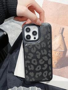 High End Fashion Leopard Print Pattern, Handmade Customization, Latest Designer Faux Leather Wallet Protective Case+Shock-Absorbing Frame, Equipped With Three Card Slots+Cash Slots, Certified Anti Drop, Simple Business Style, Fashionable And Practical, Shock-Absorbing And Scratch Resistant, Compatible With 17/17Air/17Pro/17ProMax, 16/16Plus/16Pro/16ProMax, 15.14, 13, 12, 11 Series, Easter Gift, Christmas And Halloween Decoration/Birthday Gift, Girlfriend, Boyfriend, Friend Or Yourself - 黑色 - 查看 6