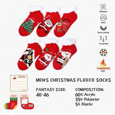 12 Paar Weihnachtssocken für Herren, flauschige Haussocken für Herren, warme Wintersocken aus Lammfleece, gemütliche, flauschige Socken, kurze Socken (zufällige Farben, 40–46)