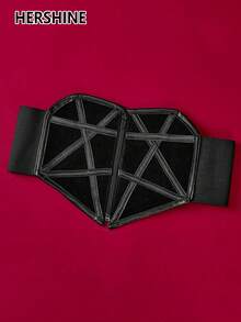 Hershine Gorset z ozdobnym paskiem w stylu vintage z serduszkiem i heksagramem, czarny, obcisły biustonosz, pasek w talii. Gotycki kostium damski na Halloween, seksowny dodatek na Halloween, klasyczny pasek do koszuli/sukni, odpowiedni na imprezy damskie, stroje na Halloween i Boże Narodzenie. Wielofunkcyjny dodatek. Boże Narodzenie, dodatek do kostiumu na Halloween, idealny prezent dla rodziny i przyjaciół, prezent na Święto Dziękczynienia, do codziennego użytku na Halloween, lato, szkołę, jesień, Halloween.