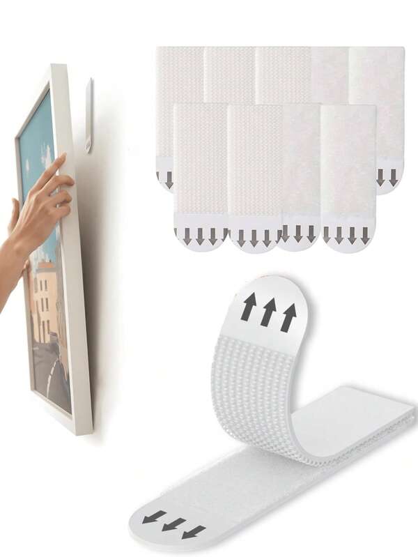 12/24/36 Schwerlast Bildaufhängestreifen, nicht durchbohrende Klettverschlüsse, große abnehmbare Haken- und Ringstreifen, rückstandsfreier Klettverschluss, geeignet für Rahmen, Fotorahmen, Wanddekoration, Aufbewahrungsboxen, Router, verwendbar in Schlafzimmern, Wohnzimmern, Küchen, Badezimmern, Bürowänden, Möbel-Zubehör