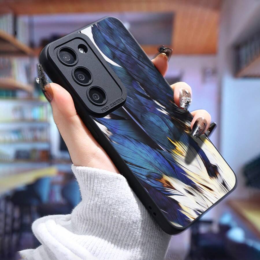 Funda de Teléfono de Lujo con Plumas Coloridas para Samsung Galaxy S24 Ultra S23 Plus S22 + S21 S20 FE S10 A72 A54 5G A53 A52 A52S A15 A14 A13 A12 A22 A21S A51 A33 A32 A23 5G GT2 - Colores mixtos - Ver 1