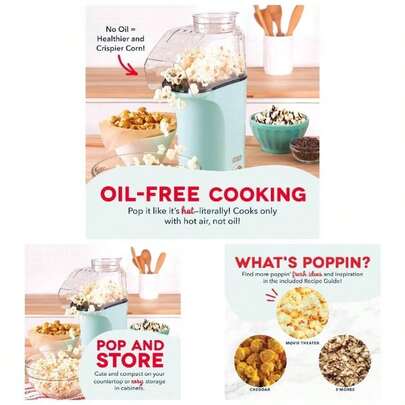 Hot Popcorn Popper Maker With Measuring Cup To Portion Popping Corn Kernels+ Melt Butter, 16 Cups - Aqua