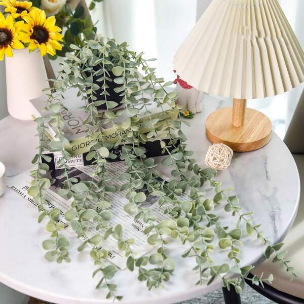 Plante suspendue artificielle Faux eucalyptus en pot Décoration murale, Décoration intérieure et extérieure pour la maison et la pièce, Paramétrage universel Pro