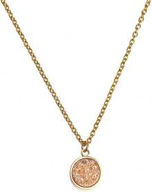 LuckyLy Collar de Mujer con Cuarzo Color Champaña o Metálico, Cadena de Acero Inoxidable con Baño Oro 18k o Color Plata y Piedra Drusa – Regalos para Mujer Originales y Regalos Mamá, Modelo Anya - Plata y Metálico - Ver 3