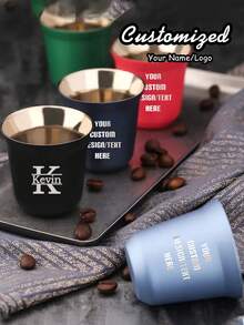 Cốc cà phê espresso hai lớp cá nhân hóa, cốc cà phê Ý hai lớp bằng thép không gỉ 304 nhiều màu sắc theo yêu cầu, cốc espresso, cốc cà phê nhỏ, nhỏ gọn và di động dùng cho cà phê, rượu vang, trà và đồ uống lạnh, đồ dùng cho tiệc tùng tại văn phòng và nhà, cốc du lịch, cốc cà phê du lịch - nhiều màu - Xem 1