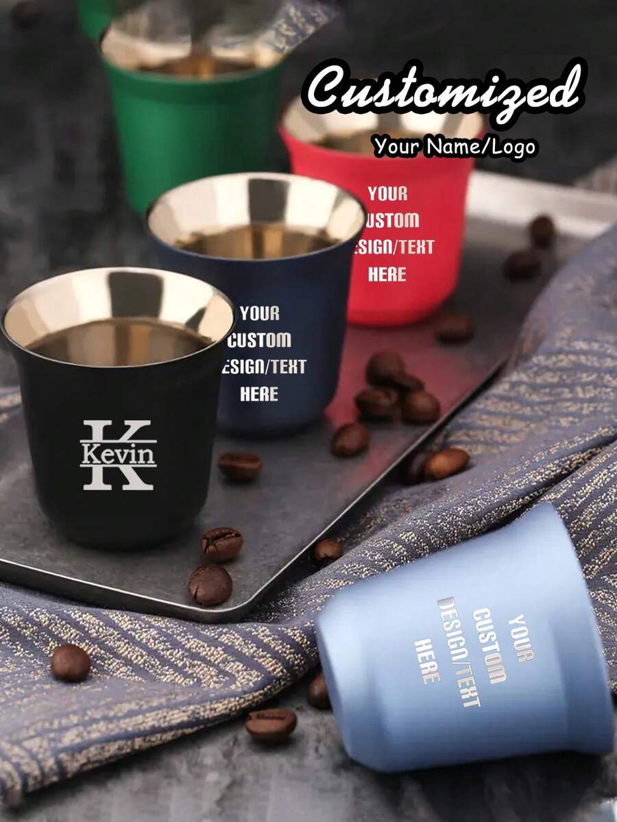 Cốc cà phê espresso hai lớp cá nhân hóa, cốc cà phê Ý hai lớp bằng thép không gỉ 304 nhiều màu sắc theo yêu cầu, cốc espresso, cốc cà phê nhỏ, nhỏ gọn và di động dùng cho cà phê, rượu vang, trà và đồ uống lạnh, đồ dùng cho tiệc tùng tại văn phòng và nhà, cốc du lịch, cốc cà phê du lịch - nhiều màu - Xem 1