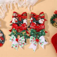 10pcs Christmas Element Print Bow Hair Clip Set For Girls, New Party Surprise Gift Accessories, Celebration Essentials, Festive Hair Clips, Festive Prints, Accessories, Lightweight Hairpins, Wellcrafted Bows, Hair Clip Bundle, Decorative Hairpins, Gift Shoppers, Young Women - Multicolor - View 1