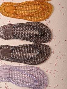 Women's Flip-Flops With Jelly Cloud Design, Morocco Transparent, Comfortable, New Summer Beach Release - 果凍琥珀 - 查看 4