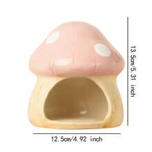 Casa de Hámster en Forma de Hongo de Cerámica, Nido de Dormir de Cerdito de Guinea de Dibujos Animados para Chinchilla, Erizo, Rata, Suministros para Animales Pequeños - Rosa - Ver 5