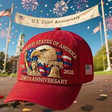 Men's American 250th Anniversary Commemorative Baseball Cap (1776-2026) - Lightweight PVC Coated Patriotic Hat With 50 Stars Eagle, Statue Of Liberty, And Four-Leaf Clover Design - Comfortable Choice For All Seasons, Suitable For Independence Day, 250th Anniversary Celebrations - Ideal Gift For History Enthusiasts And American Pride - Durable Padding, Hand Washable Or Dry Cleanable CVDA - Đỏ - Xem 4