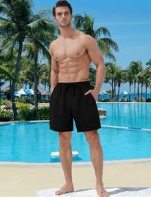 Mens Swim Trunks With Compression Liner 5 Inch Inseam Quick Dry Swim Shorts Mens Swimsuit Board Shorts With PocketsA Valentine's Day 4BGJ - Pink Tree - View 4