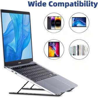 1pc Laptop Stand Desk Riser Cooling Holder Foldable Portable Aluminum Alloy Suspended Base Stand