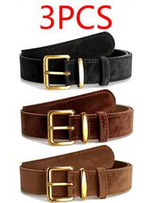 3pcs Women's Belts, Fashionable Accessory To Pair With Jeans, Casual Pants, Or Suit Jackets To Create Unique Feminine Styles